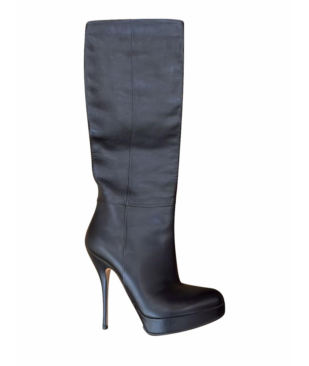 GUCCI Черные кожаные сапоги, фото 1