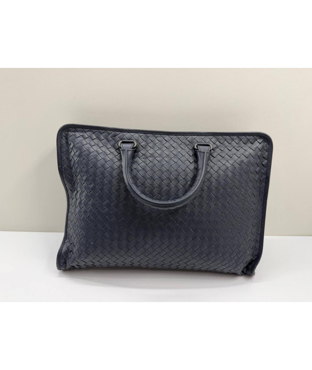 BOTTEGA VENETA Синий кожаный портфель, фото 6