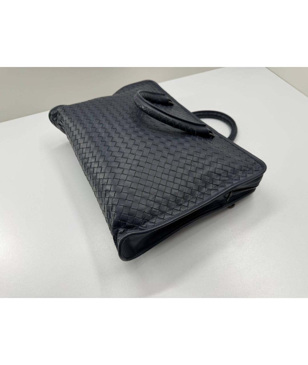 BOTTEGA VENETA Синий кожаный портфель, фото 8