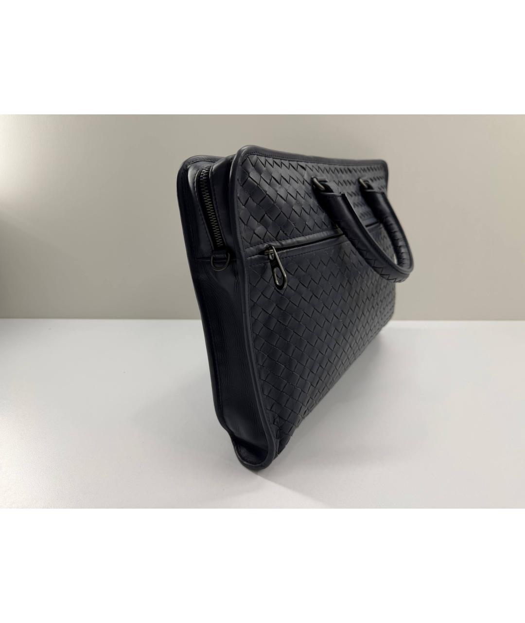 BOTTEGA VENETA Синий кожаный портфель, фото 4
