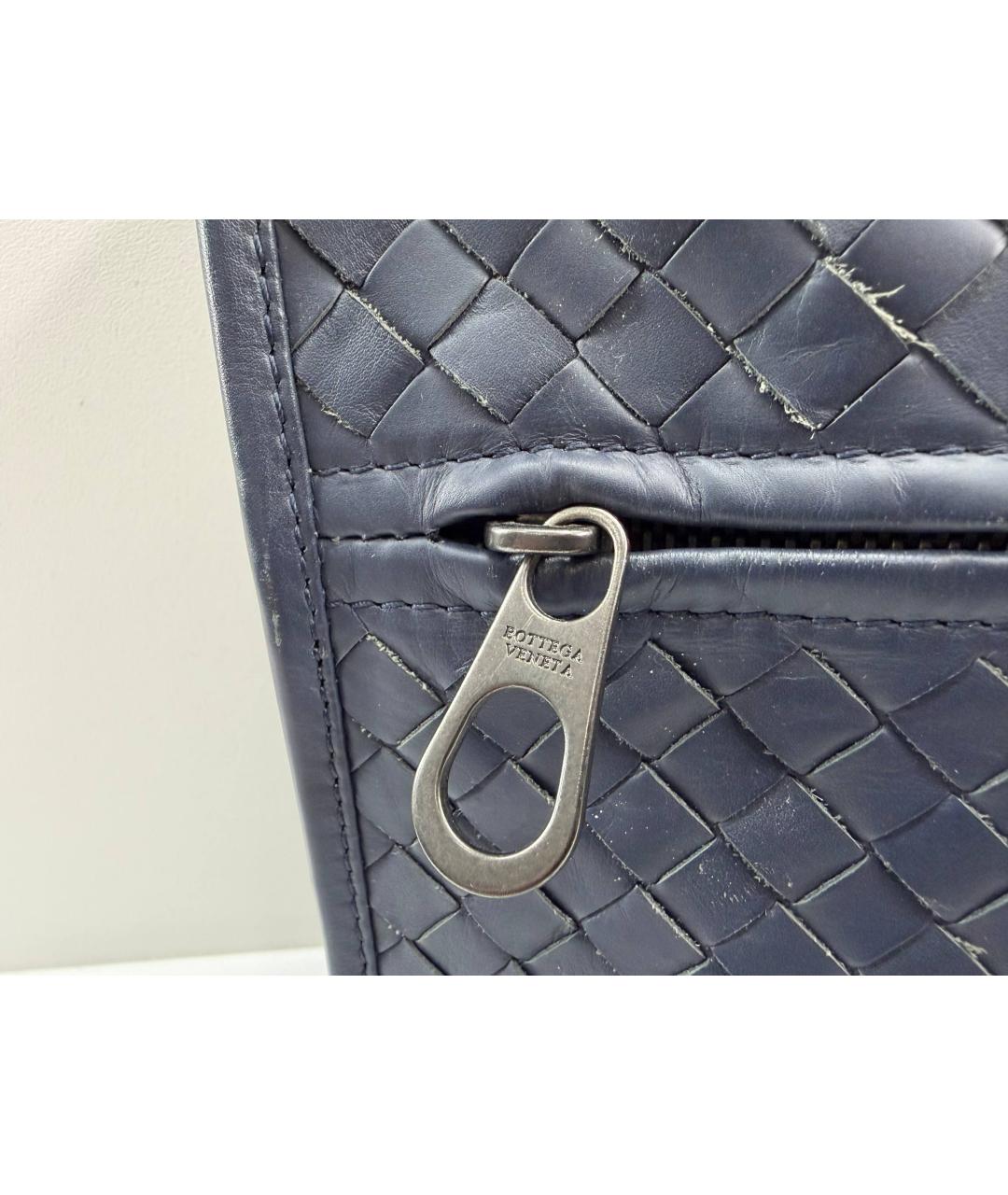 BOTTEGA VENETA Синий кожаный портфель, фото 3
