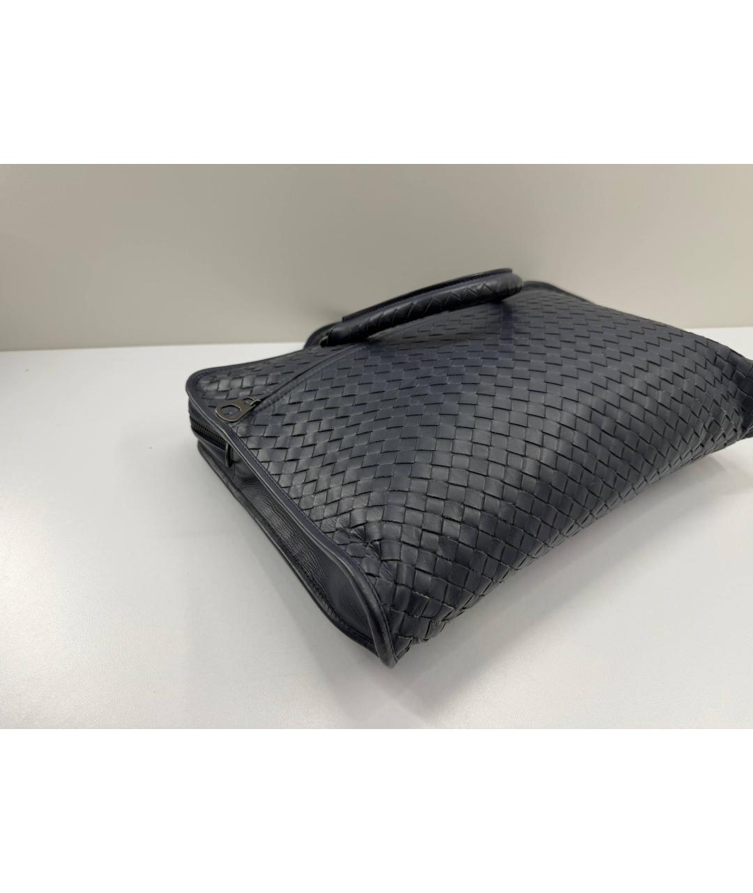 BOTTEGA VENETA Синий кожаный портфель, фото 5