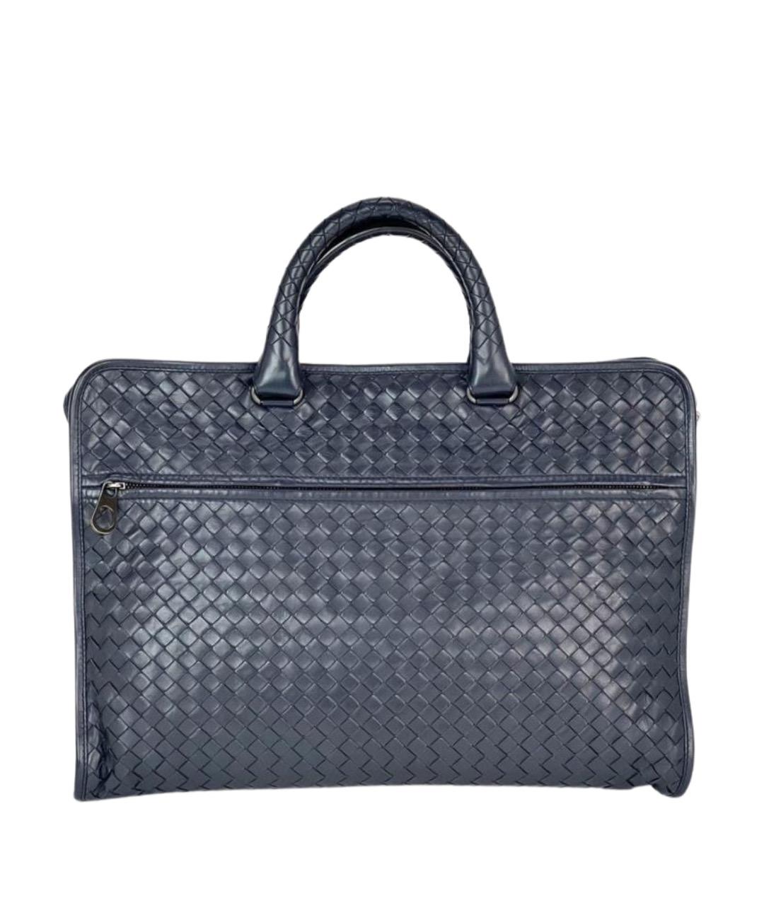 BOTTEGA VENETA Синий кожаный портфель, фото 1