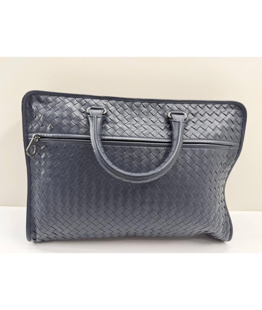 BOTTEGA VENETA Синий кожаный портфель, фото 2