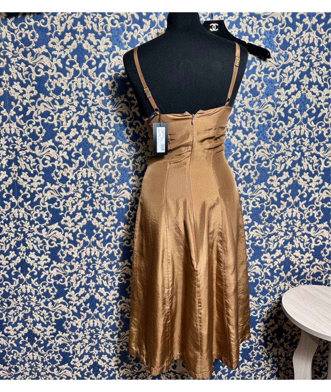 BIKKEMBERGS Золотой шелковый сарафан, фото 2