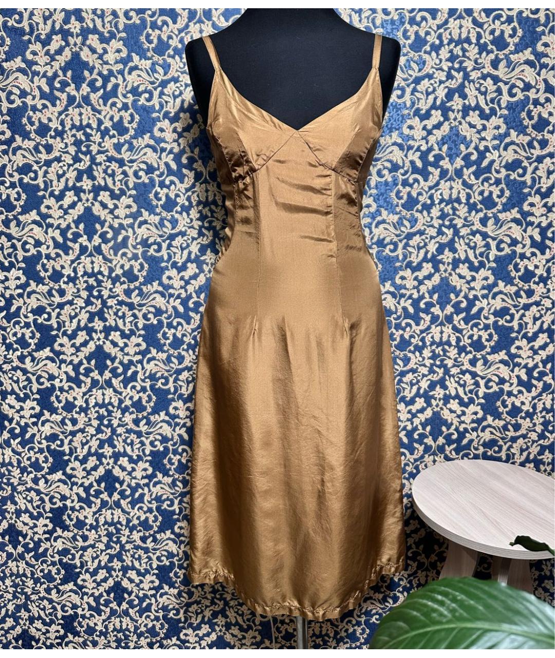 BIKKEMBERGS Золотой шелковый сарафан, фото 9