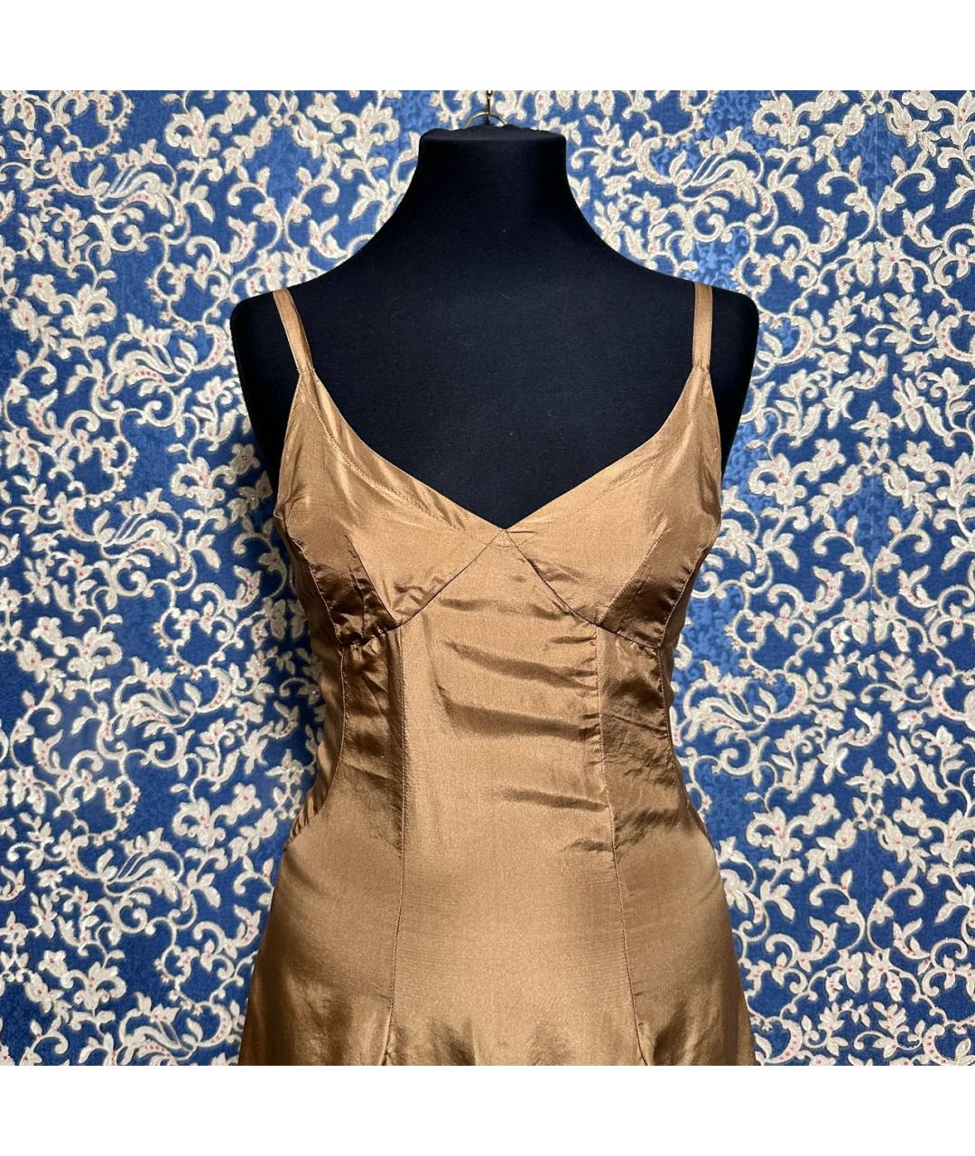 BIKKEMBERGS Золотой шелковый сарафан, фото 5