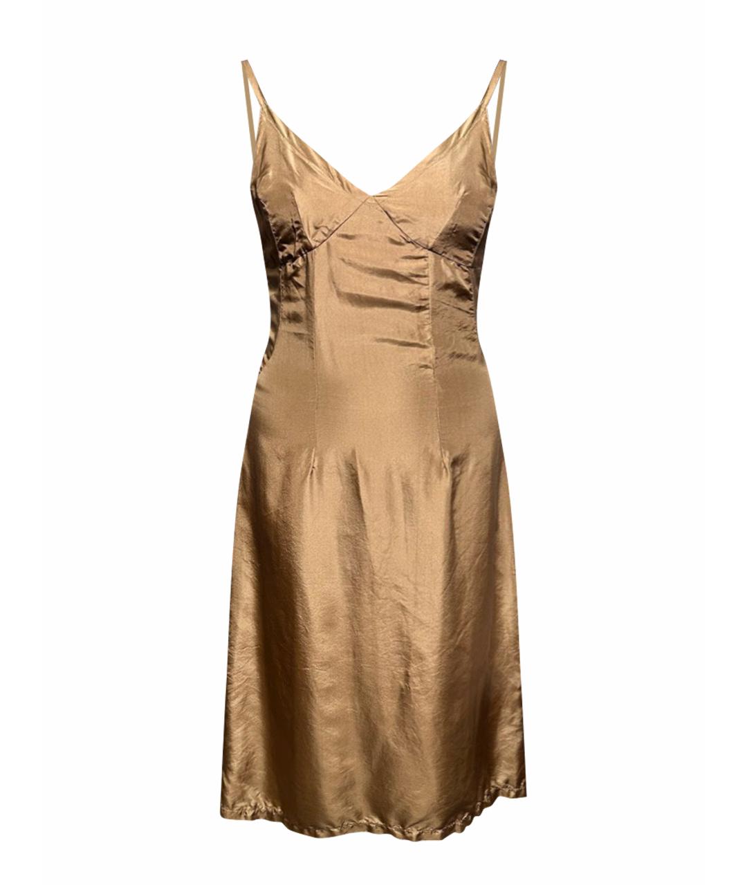 BIKKEMBERGS Золотой шелковый сарафан, фото 1
