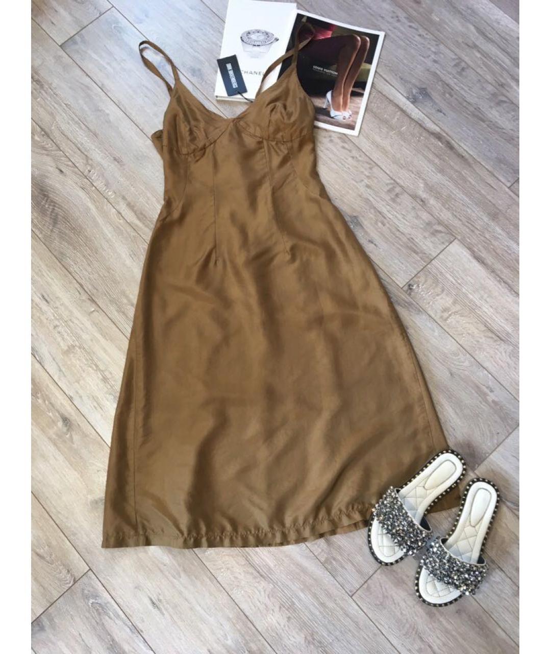 BIKKEMBERGS Золотой шелковый сарафан, фото 3