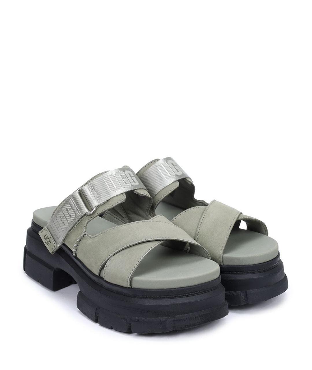 UGG AUSTRALIA Хаки нубуковые сандалии, фото 2