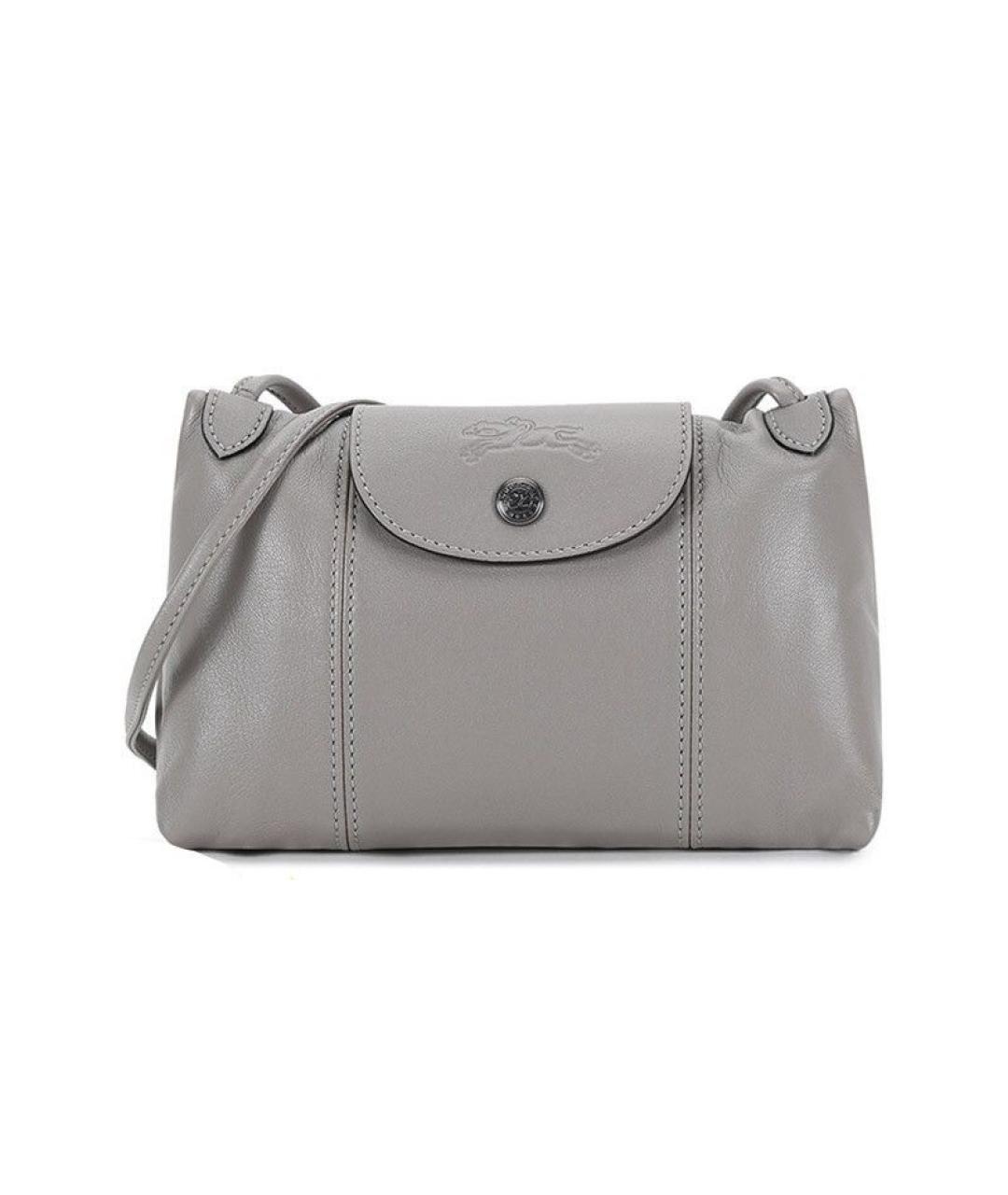 LONGCHAMP Серая кожаная сумка через плечо, фото 6