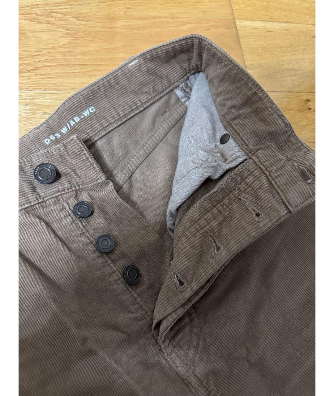 SAINT LAURENT Коричневые хлопковые прямые брюки, фото 3