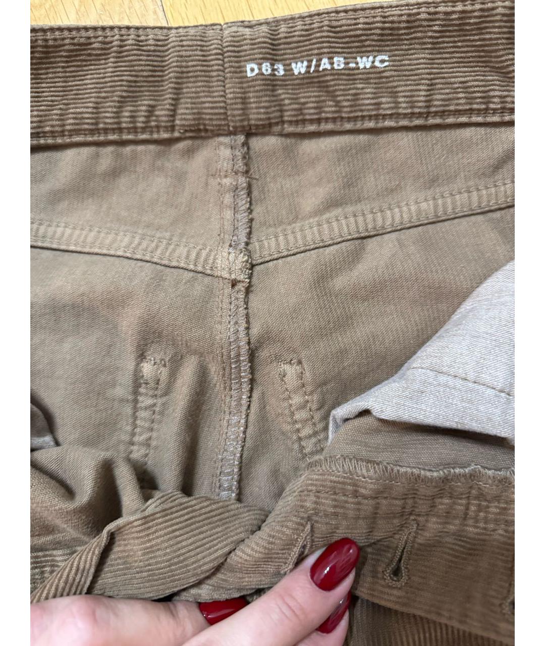 SAINT LAURENT Коричневые хлопковые прямые брюки, фото 6