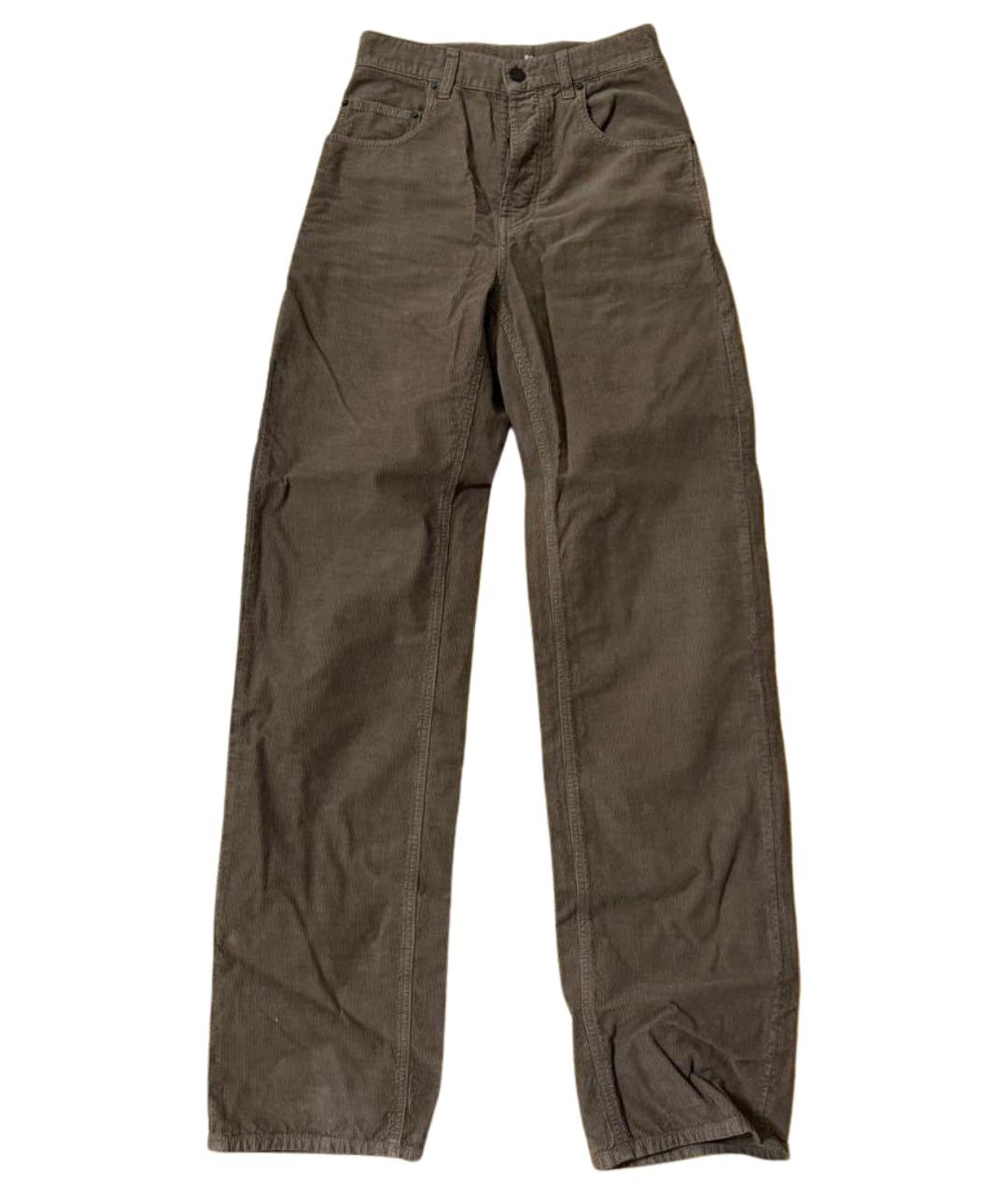 SAINT LAURENT Коричневые хлопковые прямые брюки, фото 1