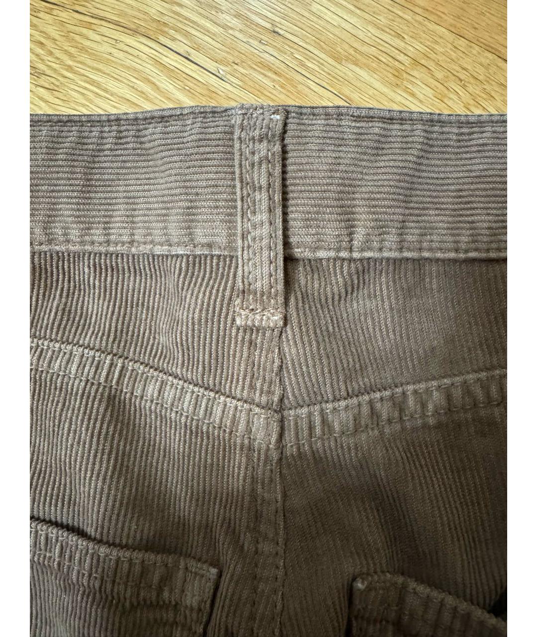 SAINT LAURENT Коричневые хлопковые прямые брюки, фото 5
