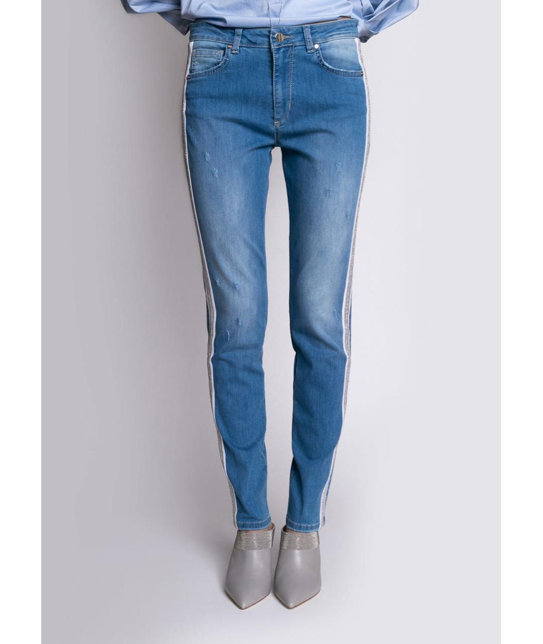D.EXTERIOR Голубые хлопко-эластановые джинсы слим, фото 3