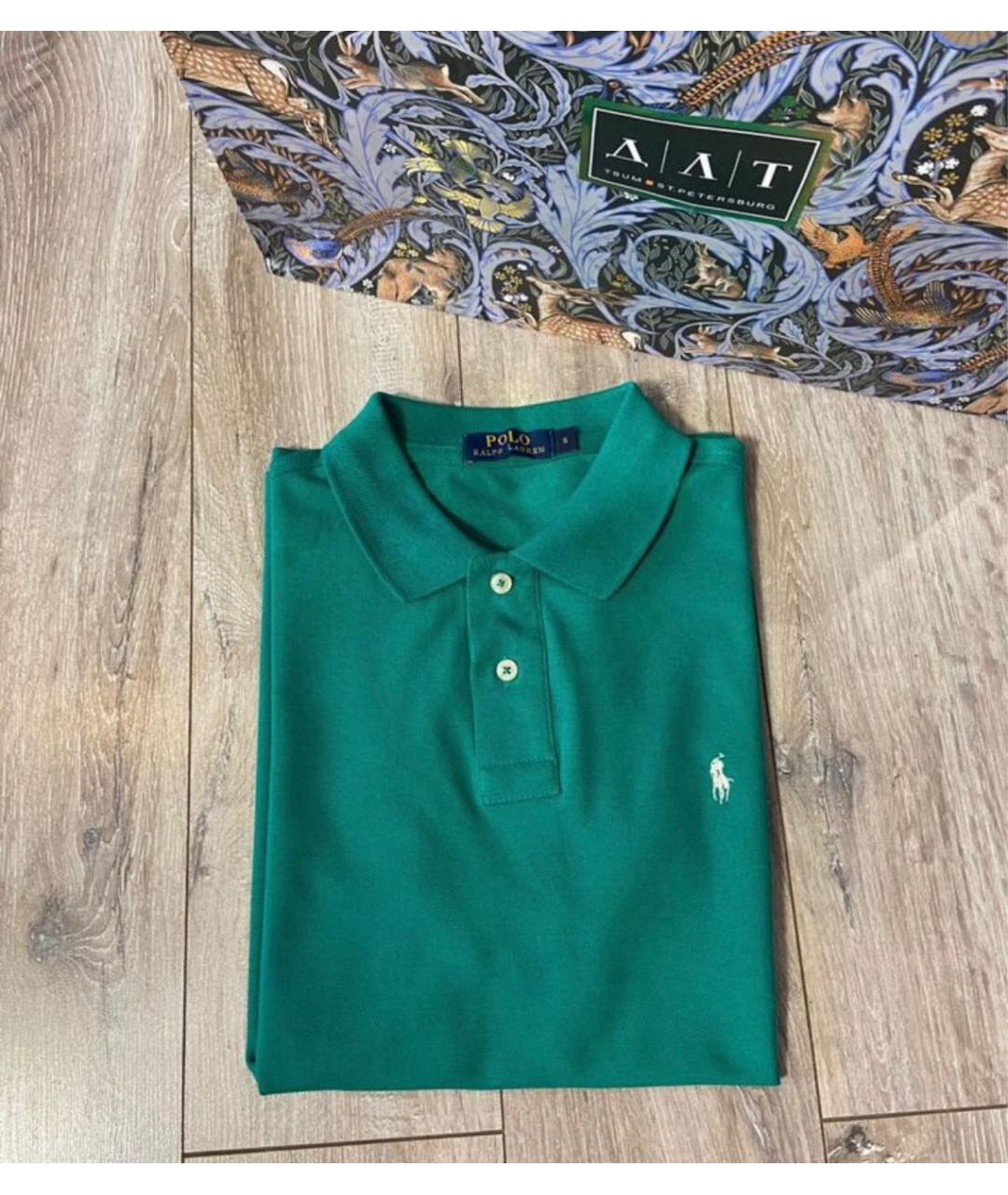 POLO RALPH LAUREN Зеленые хлопковое поло с коротким рукавом, фото 3