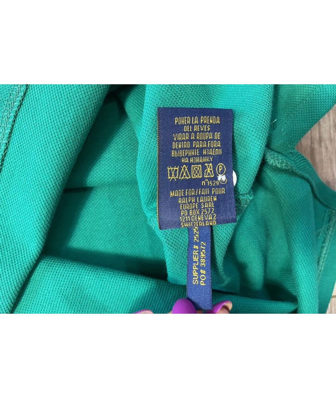 POLO RALPH LAUREN Зеленые хлопковое поло с коротким рукавом, фото 5