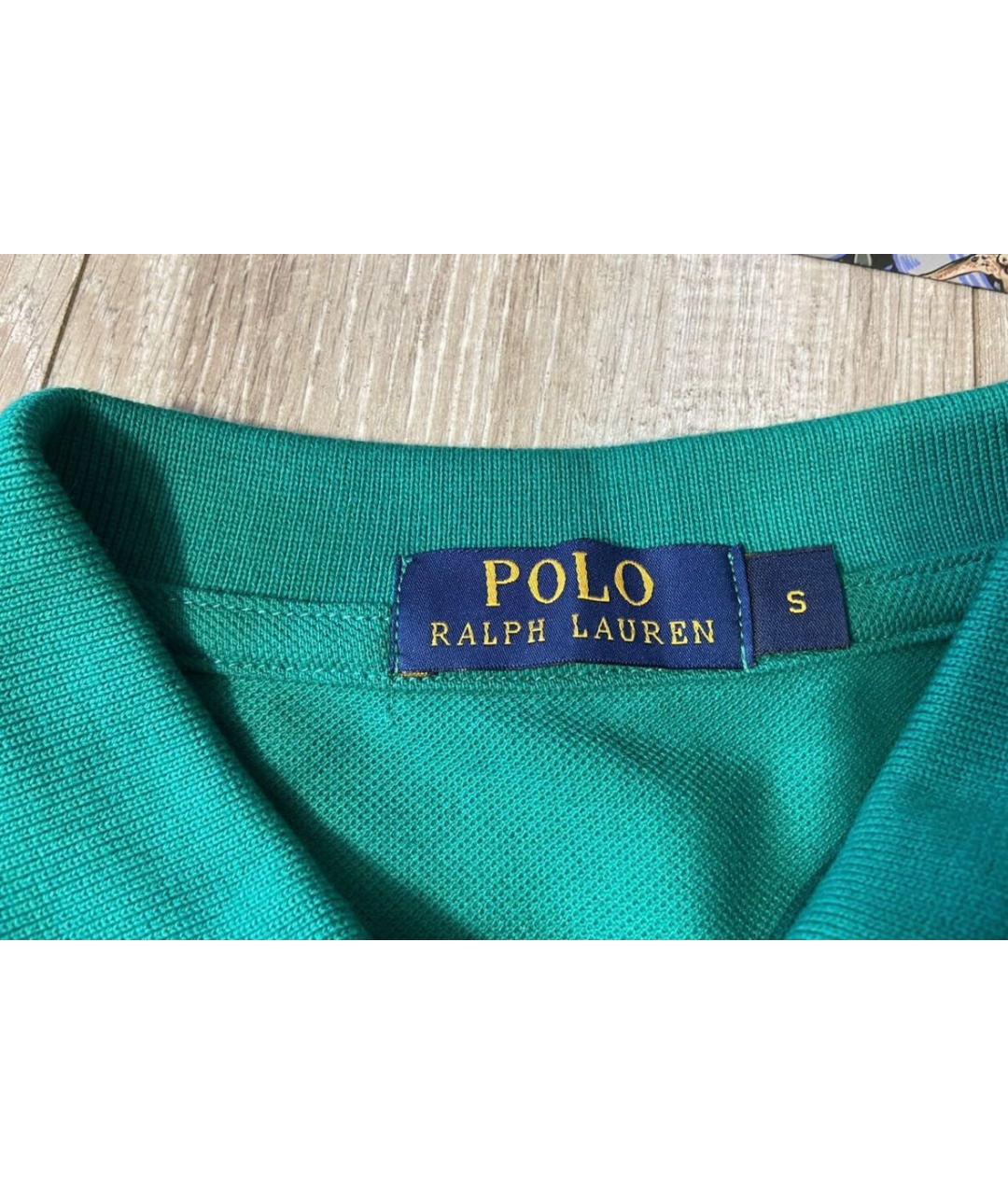 POLO RALPH LAUREN Зеленые хлопковое поло с коротким рукавом, фото 7