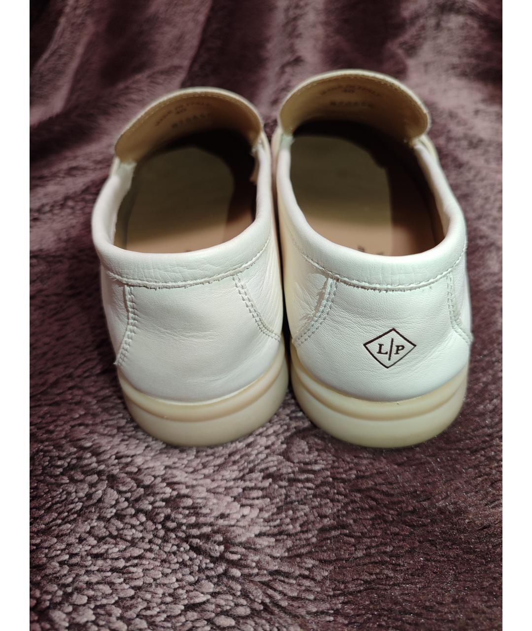 LORO PIANA Белые кожаные лоферы, фото 3