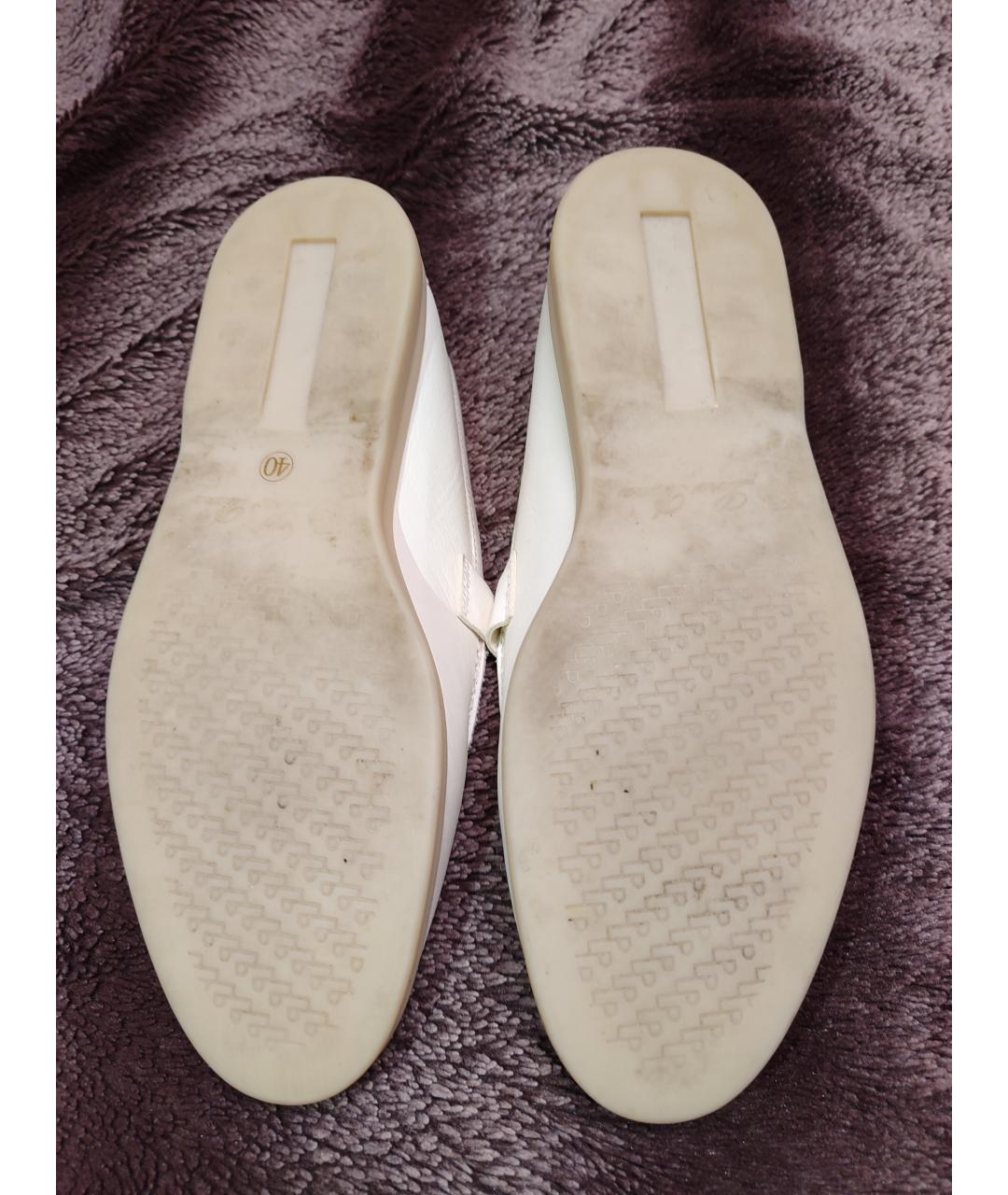 LORO PIANA Белые кожаные лоферы, фото 2