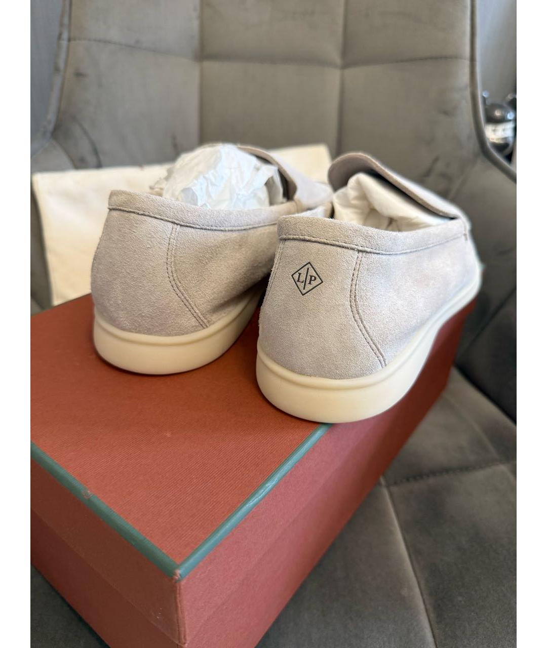 LORO PIANA Бежевые замшевые лоферы, фото 4