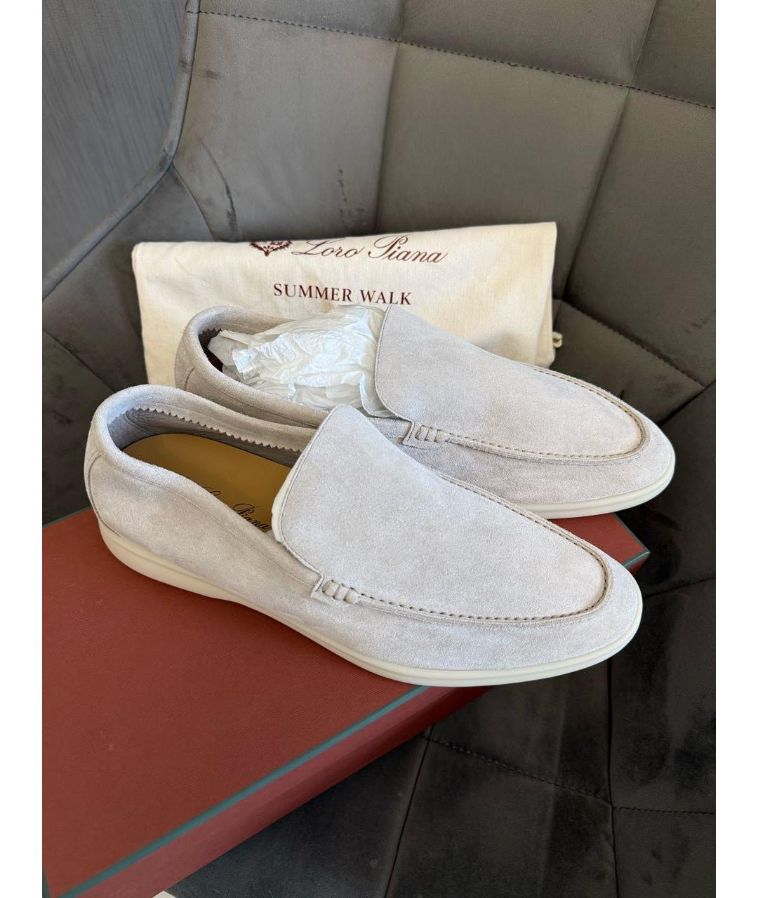 LORO PIANA Бежевые замшевые лоферы, фото 2