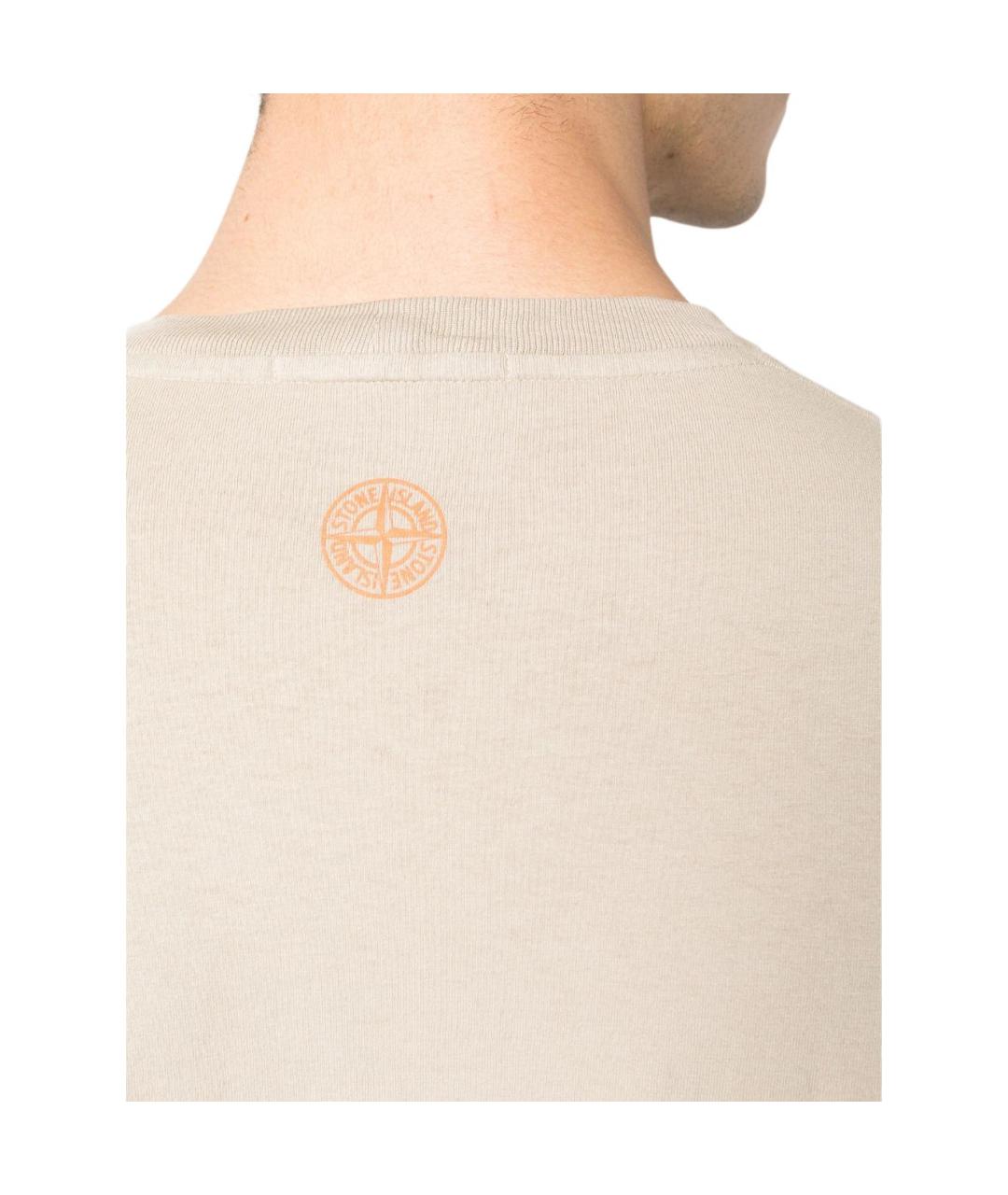 STONE ISLAND Бежевая футболка, фото 5