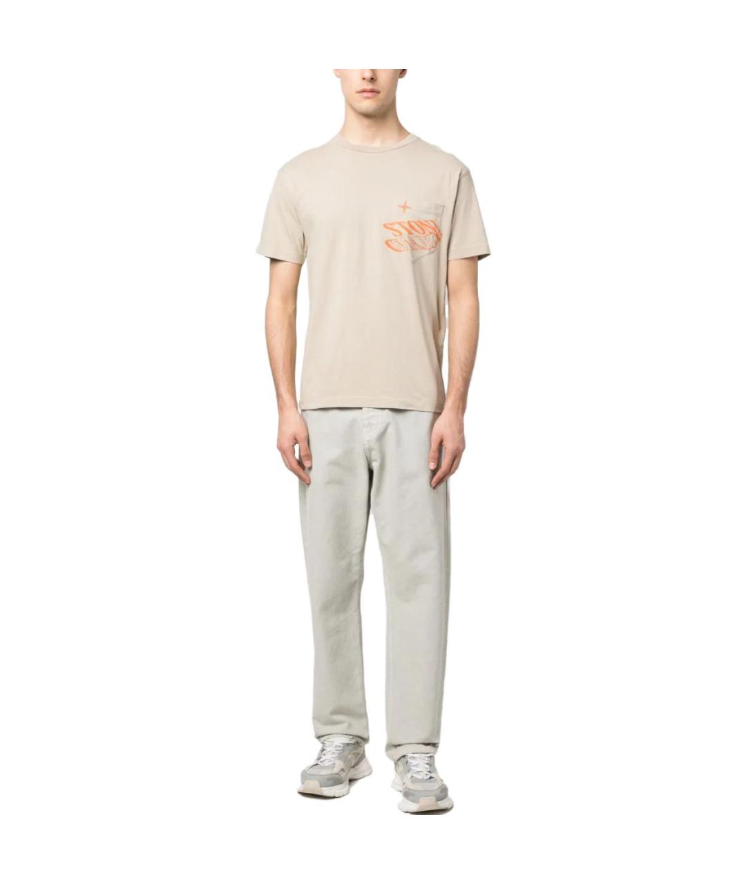 STONE ISLAND Бежевая футболка, фото 2