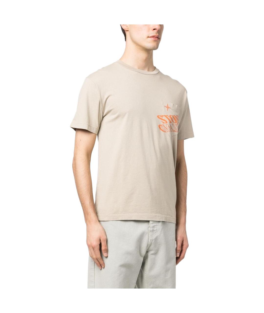 STONE ISLAND Бежевая футболка, фото 4