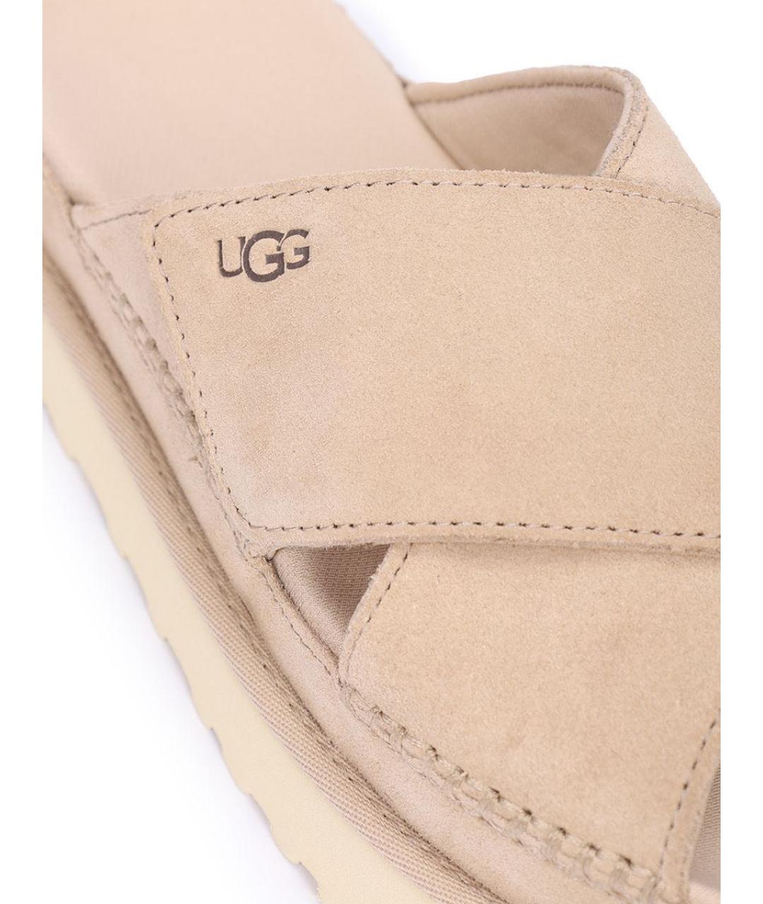 UGG AUSTRALIA Бежевые замшевые шлепанцы, фото 3