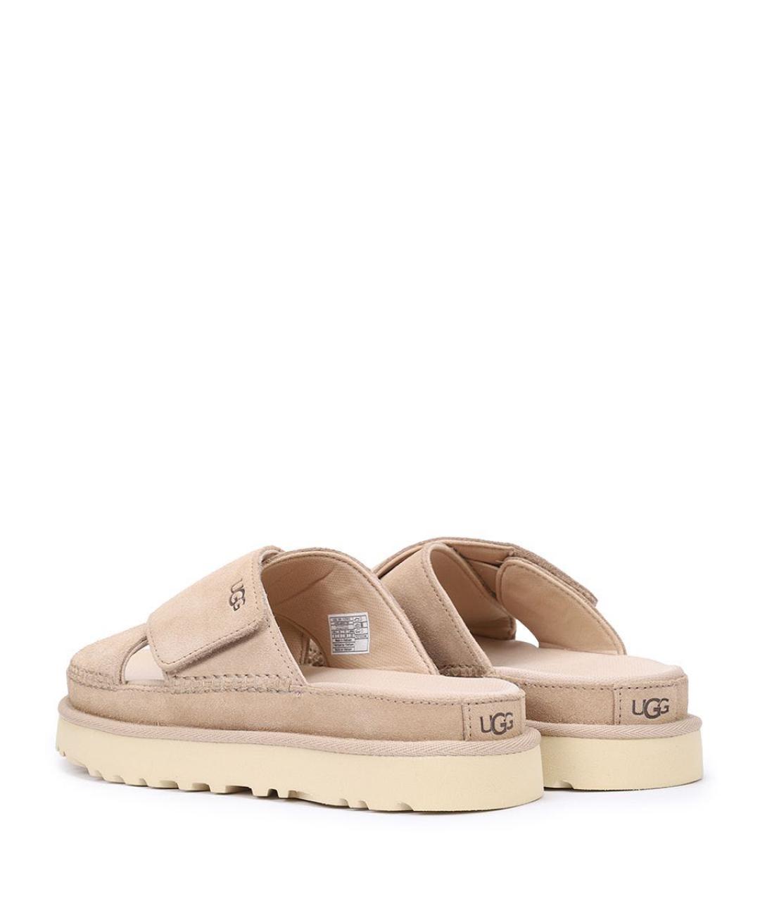 UGG AUSTRALIA Бежевые замшевые шлепанцы, фото 4