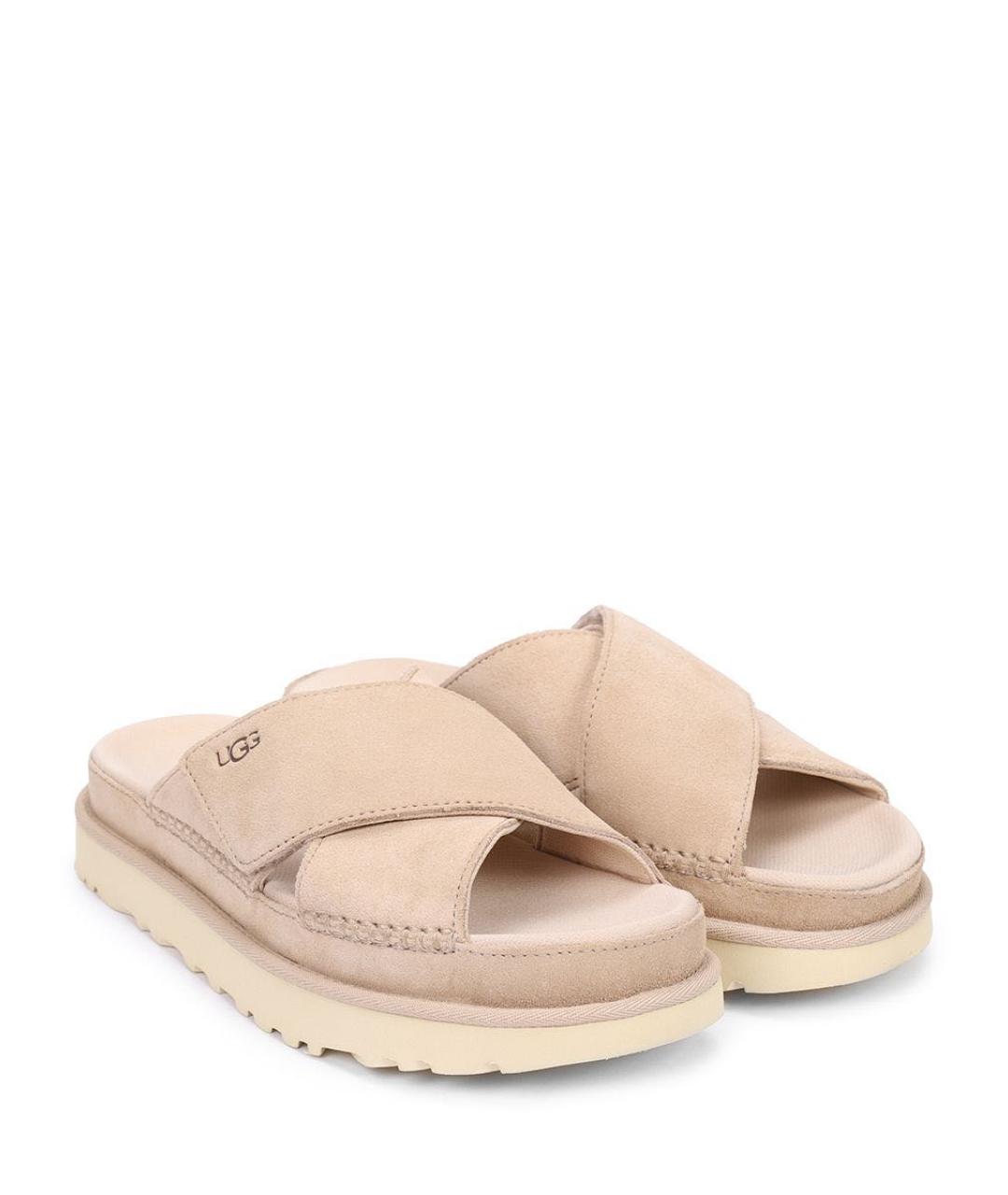 UGG AUSTRALIA Бежевые замшевые шлепанцы, фото 2
