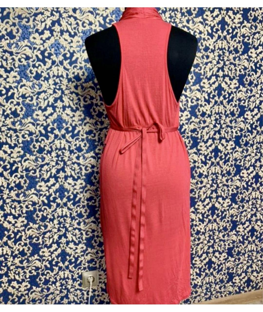 ARMANI JEANS Коралловое вискозное повседневное платье, фото 2