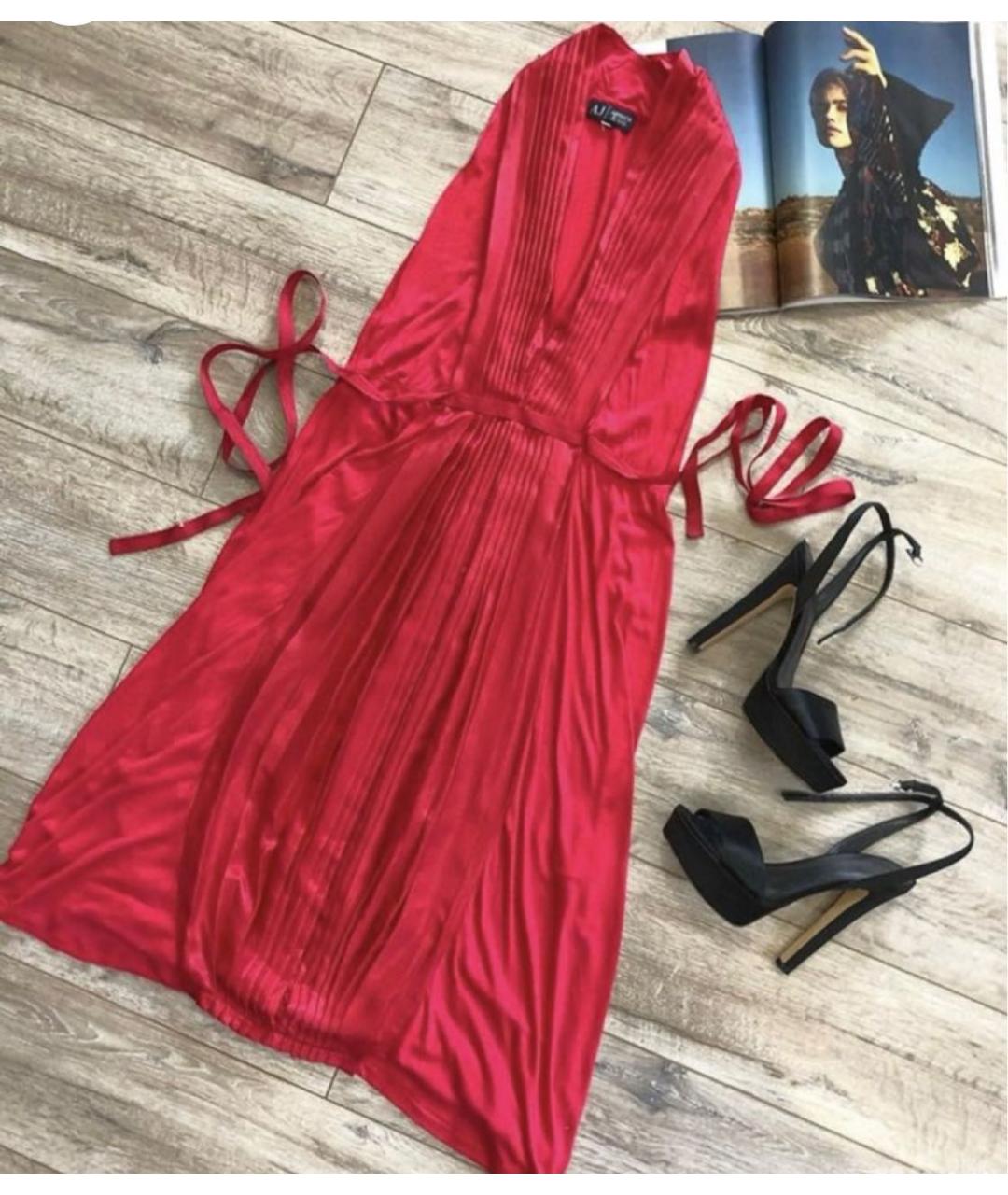 ARMANI JEANS Коралловое вискозное повседневное платье, фото 3