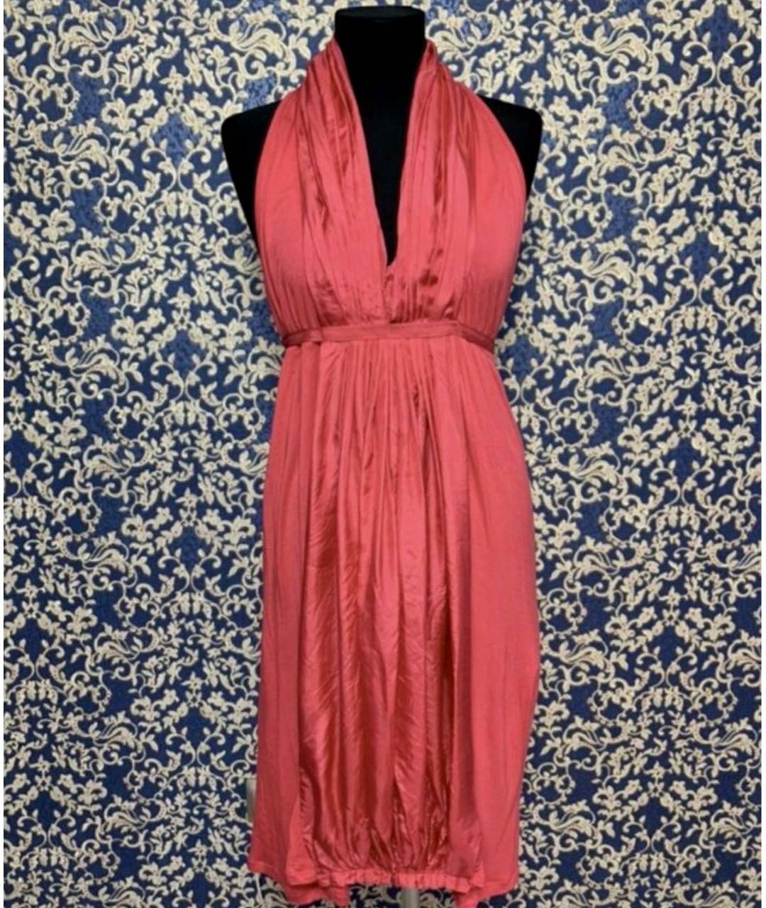 ARMANI JEANS Коралловое вискозное повседневное платье, фото 6