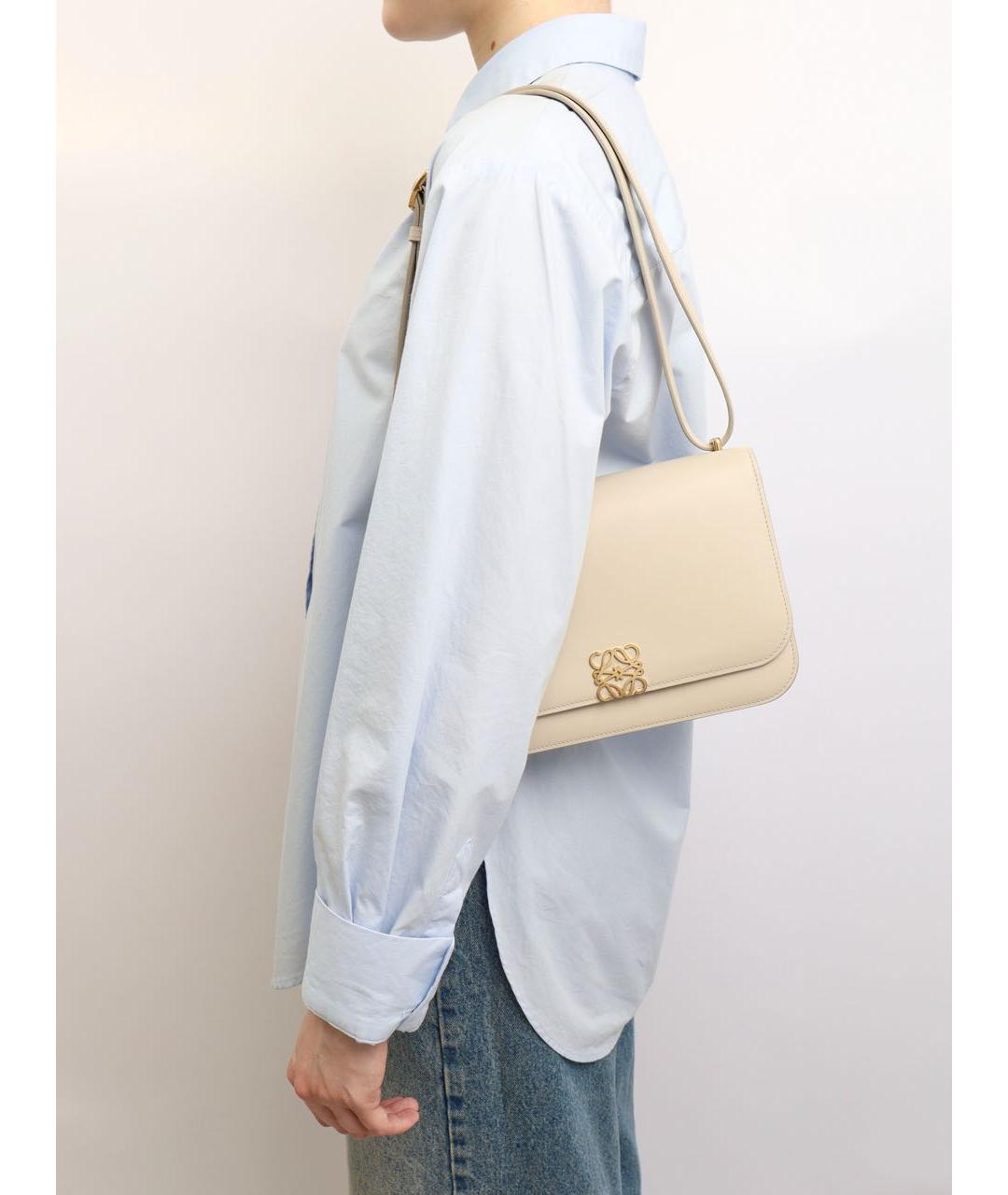 LOEWE Бежевая кожаная сумка через плечо, фото 2