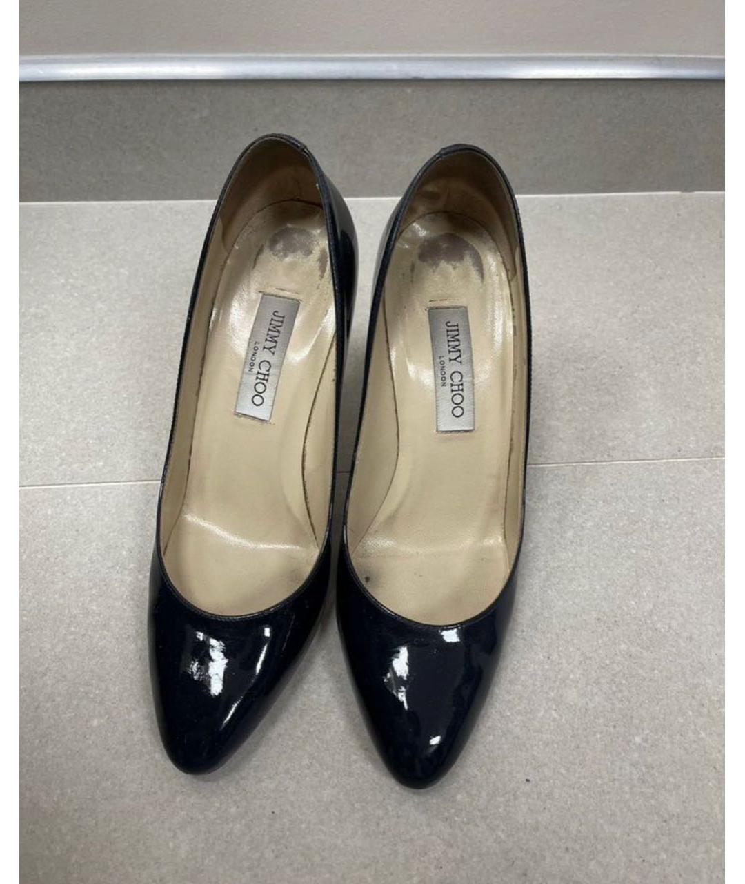 JIMMY CHOO Темно-синие туфли из лакированной кожи, фото 2