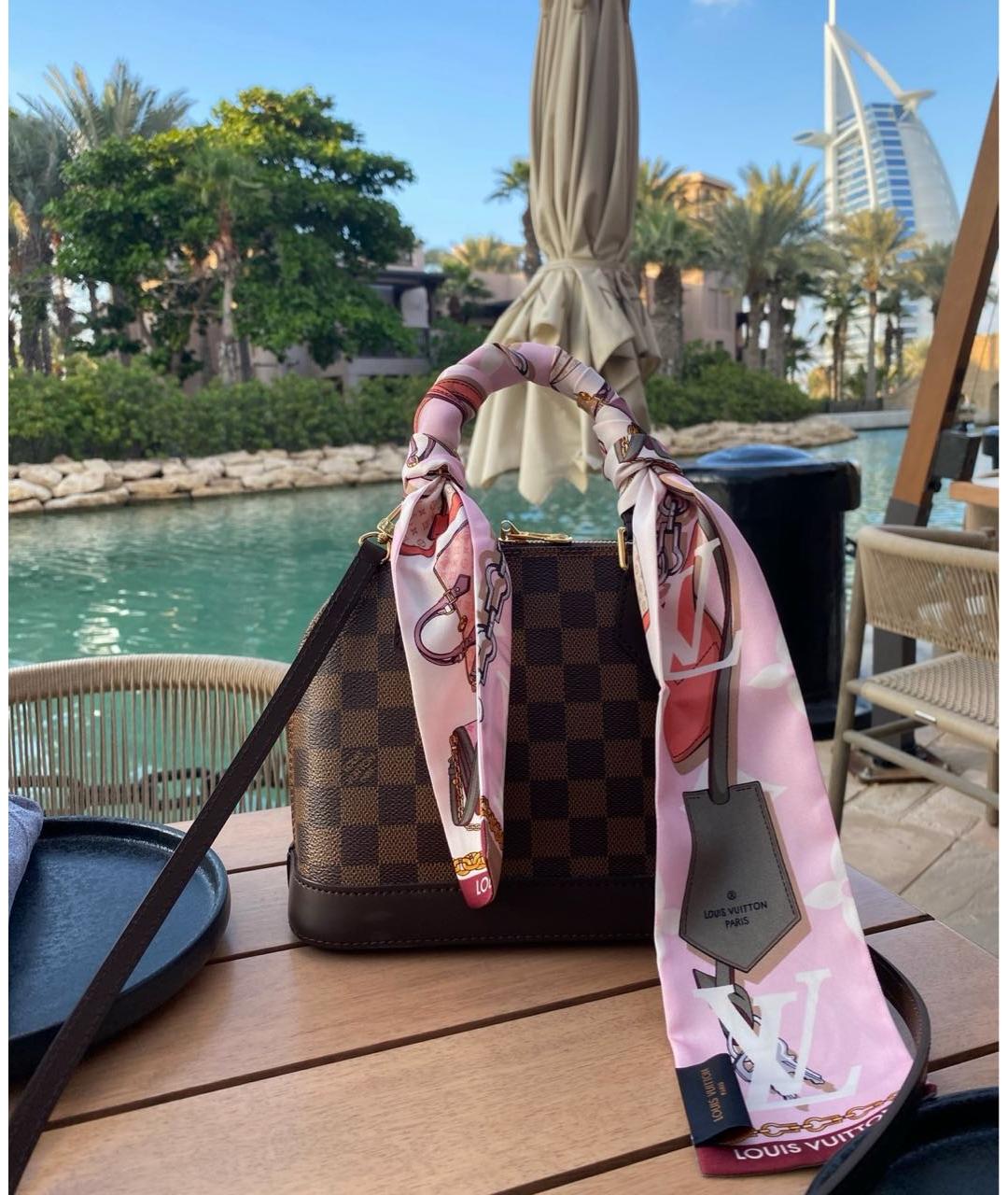 LOUIS VUITTON Розовый шелковый платок, фото 4