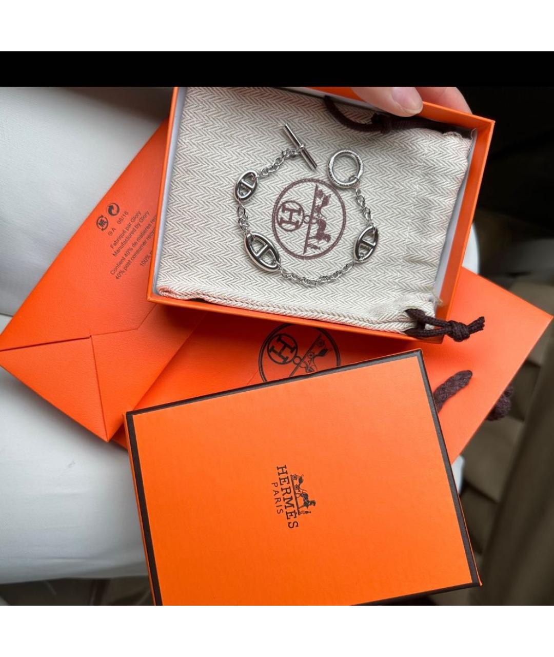 HERMES Серебрянный серебряный браслет, фото 8