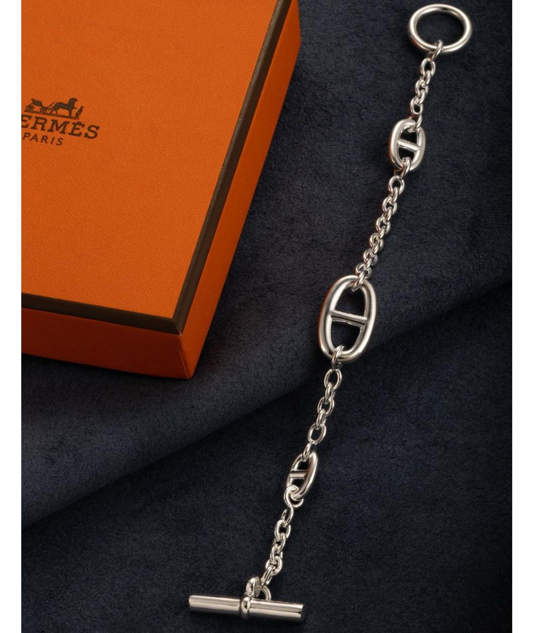 HERMES Серебрянный серебряный браслет, фото 6