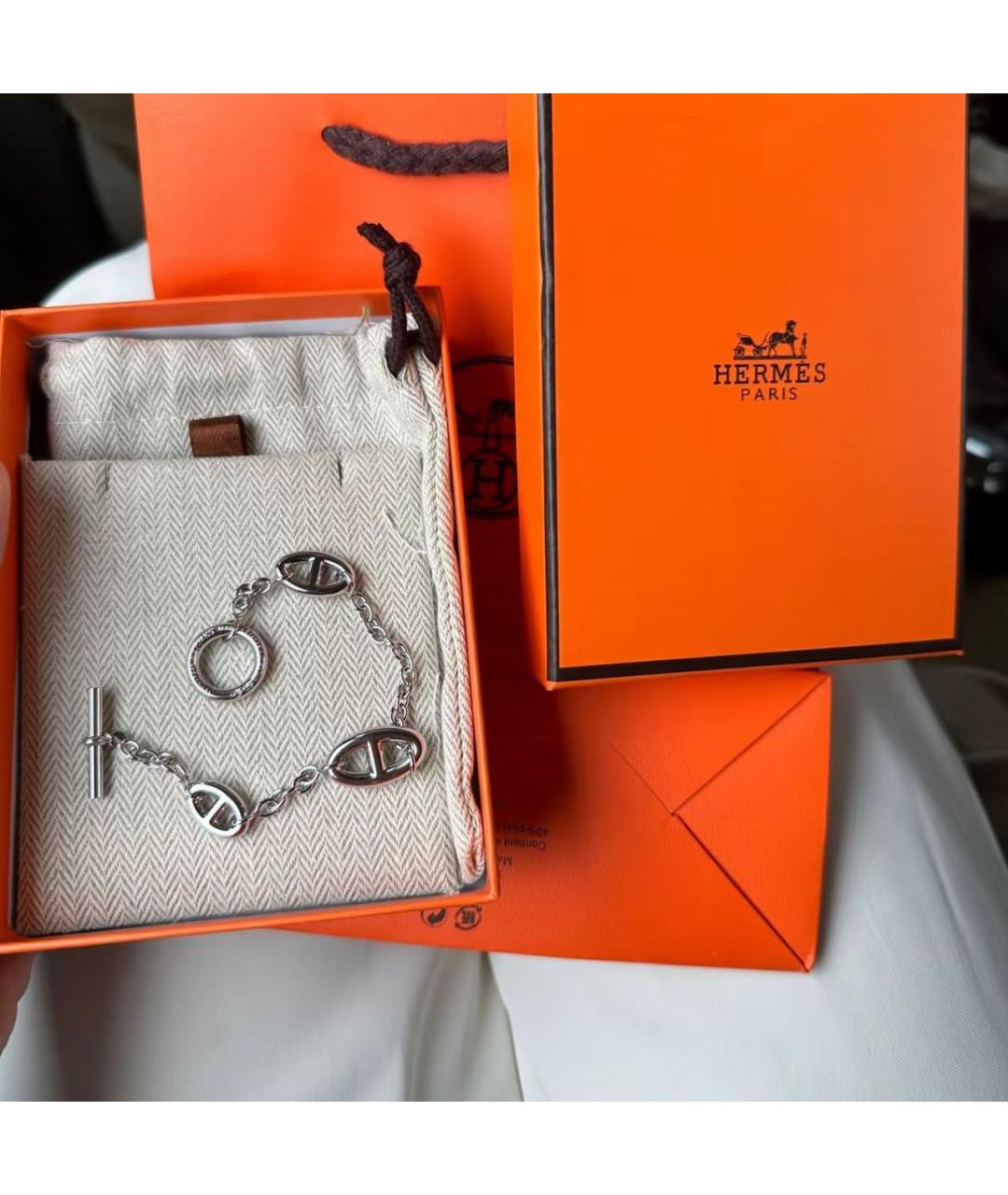HERMES Серебрянный серебряный браслет, фото 5