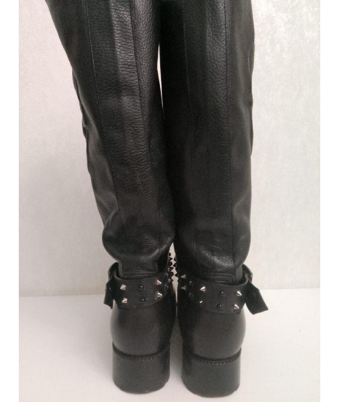 PHILIPP PLEIN Черные кожаные сапоги, фото 4