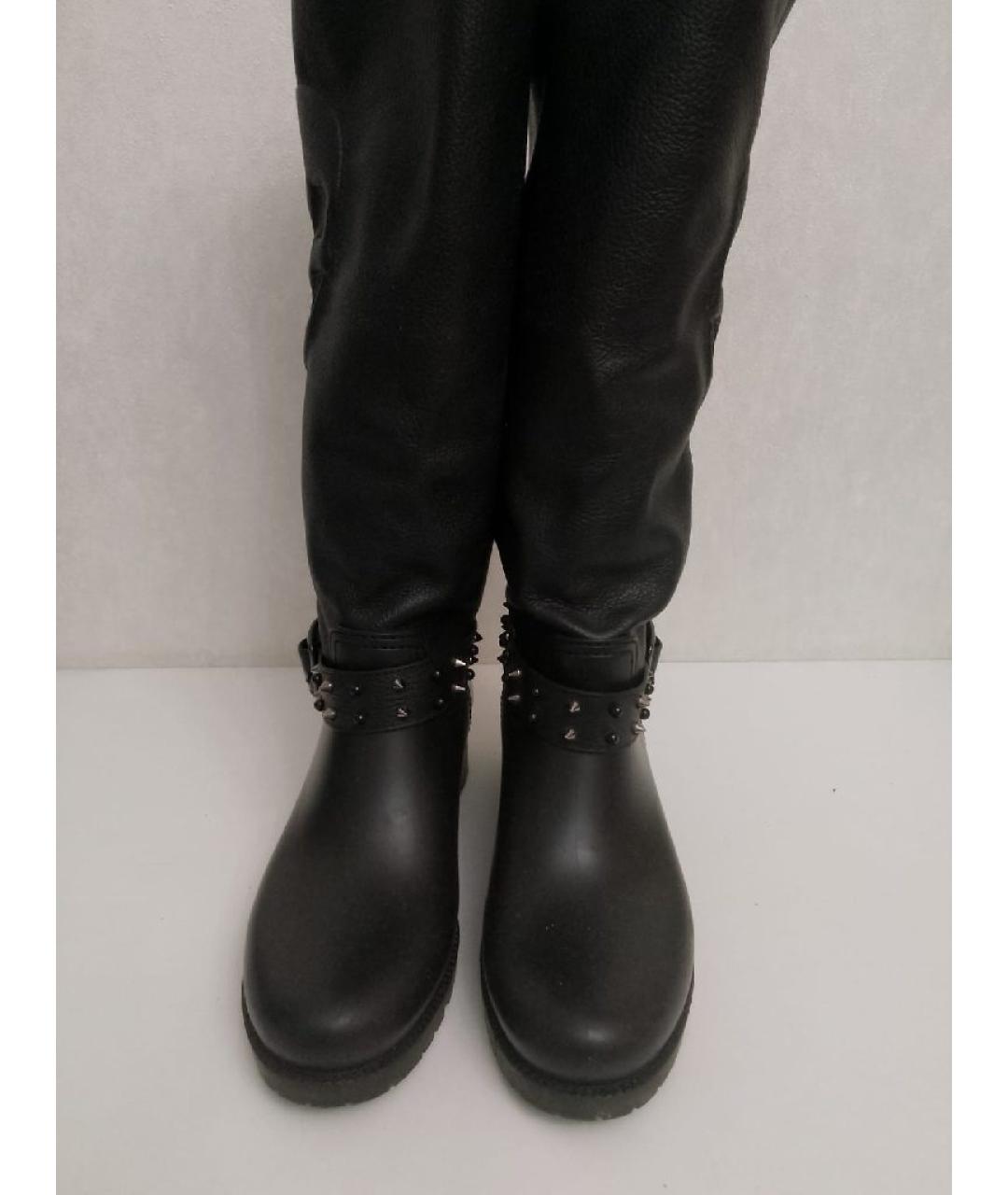 PHILIPP PLEIN Черные кожаные сапоги, фото 2