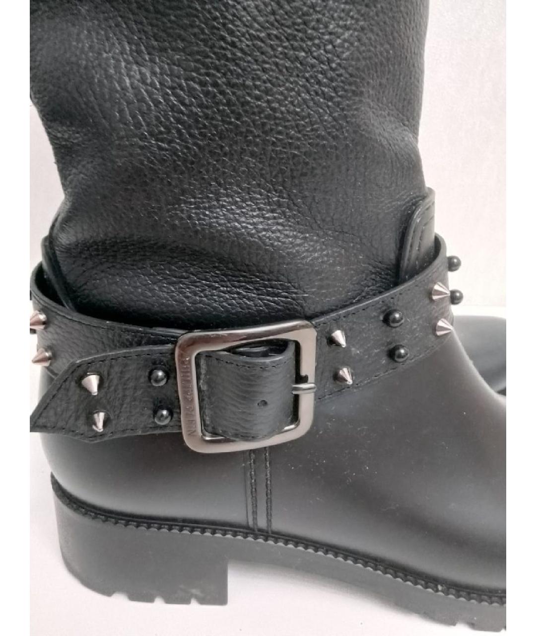 PHILIPP PLEIN Черные кожаные сапоги, фото 3