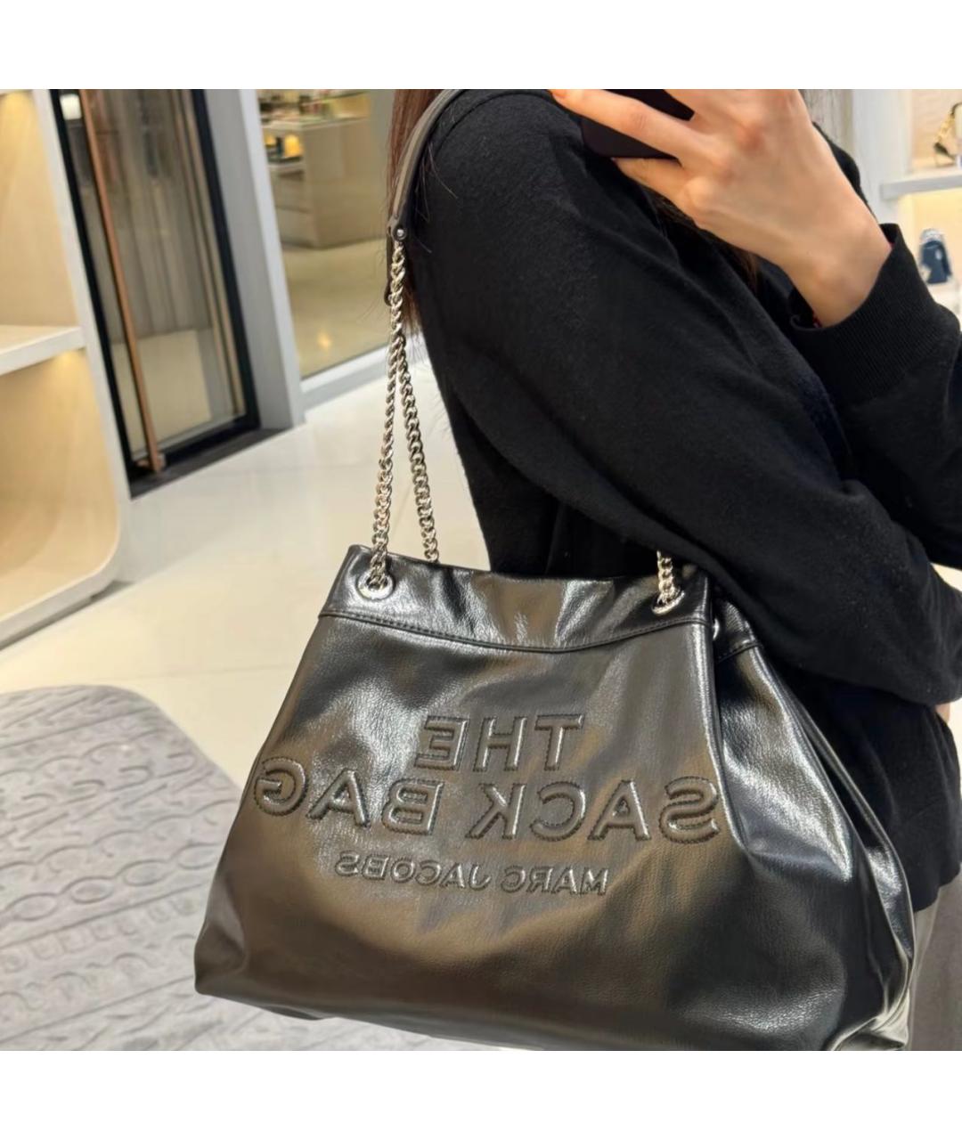 MARC JACOBS Черная кожаная сумка тоут, фото 7