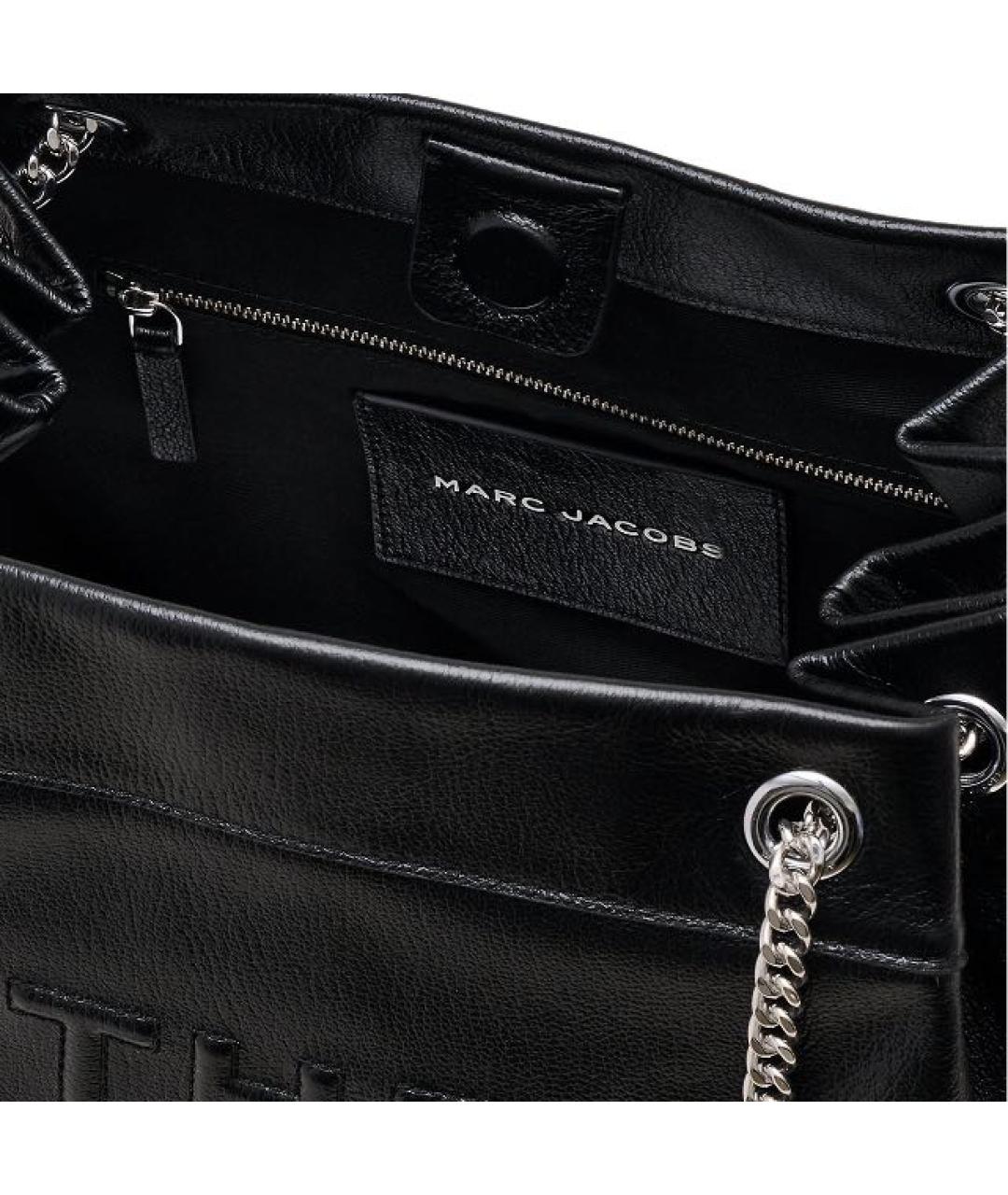 MARC JACOBS Черная кожаная сумка тоут, фото 5