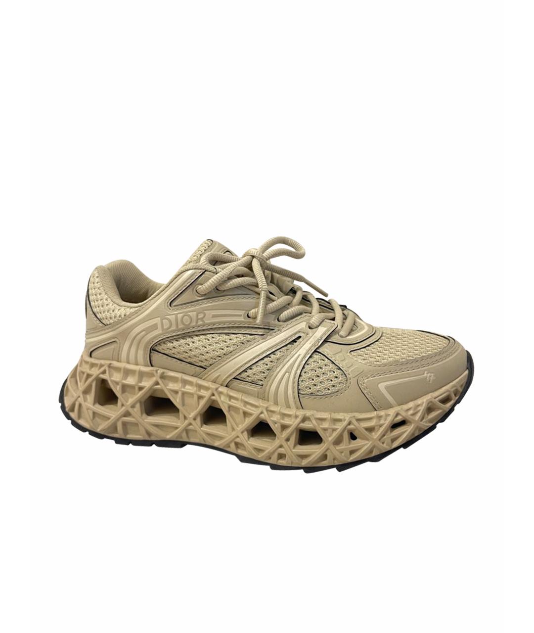 CHRISTIAN DIOR Бежевые текстильные слипоны, фото 1