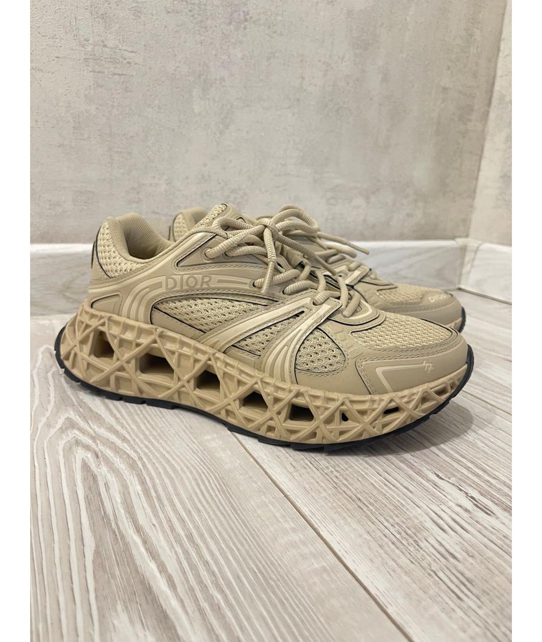CHRISTIAN DIOR Бежевые текстильные слипоны, фото 9