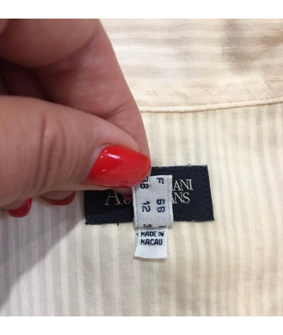 ARMANI JEANS Бежевая хлопковая рубашка, фото 6